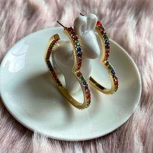Multicolor Rhinestone Heart Statement Earrings